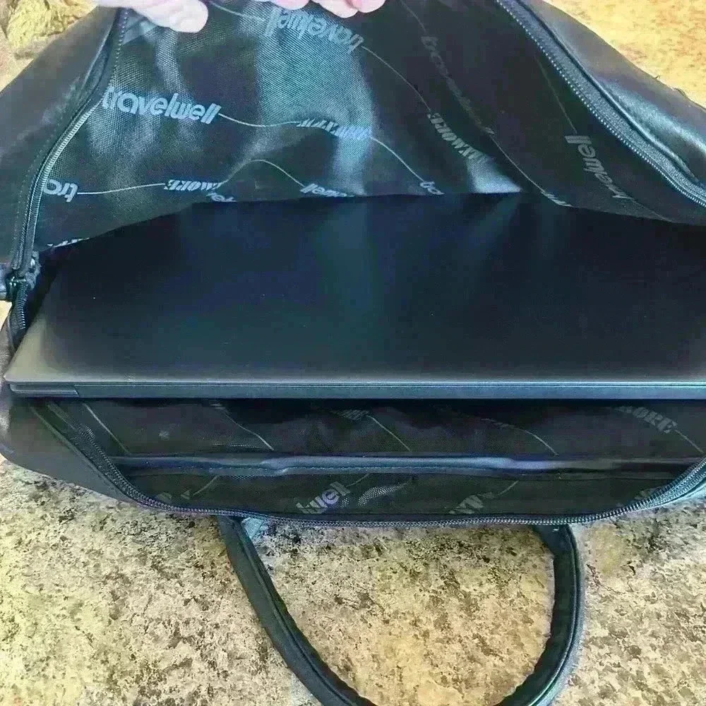 Travelwell Black Faux Leather Briefcase Laptop Bag Work Travel Bag